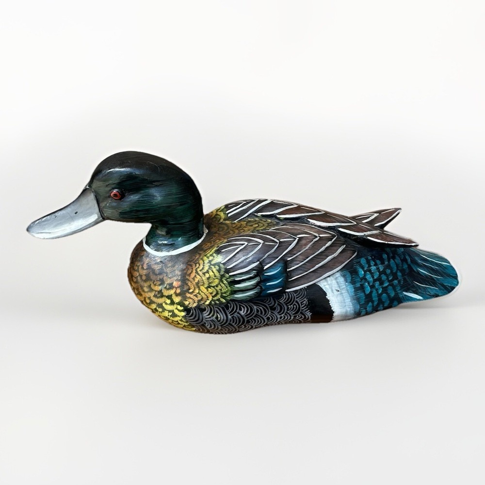 Unbranded Duck Decoy Figurine Vintage Multicolor Painted Wood 16" Large